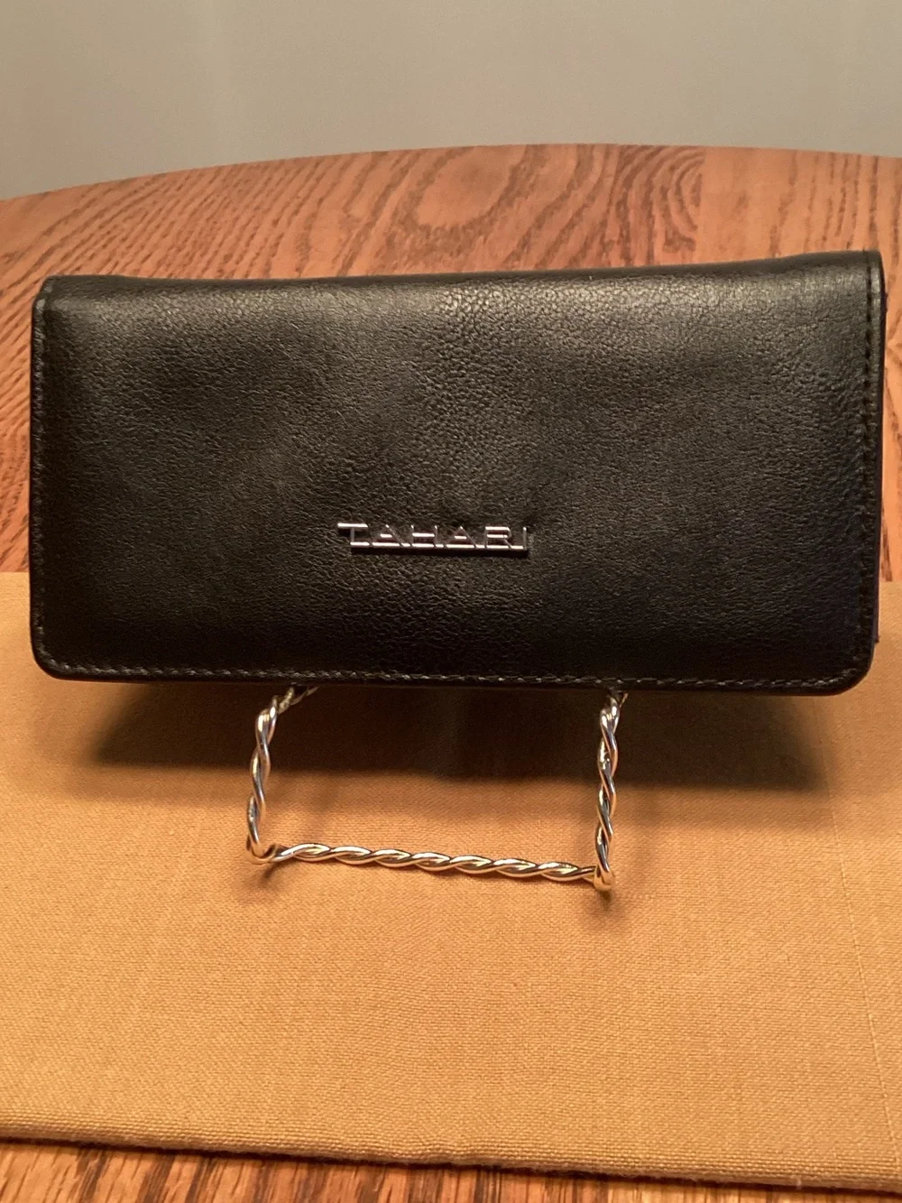 Tahari Black Leather Foldover Wallet